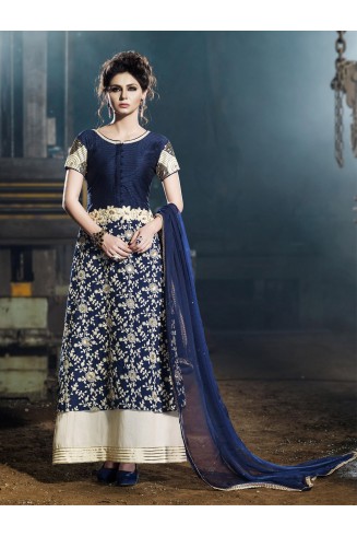 2255 NAVY BLUE HEAVY EMBROIDERED BELA ANARKALI SUIT