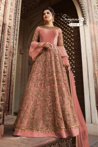 ROSE PINK HEAVY EMBROIDERED ANARKALI DRESS