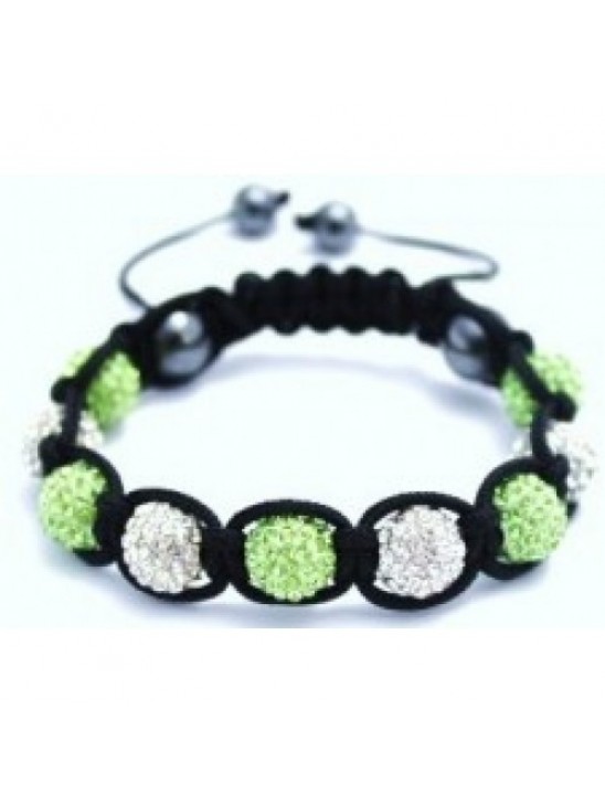 GREEN AND WHITE CRYSTAL BALL BRACELET GREEN AND WHITE CRYSTAL BALL BRACELET