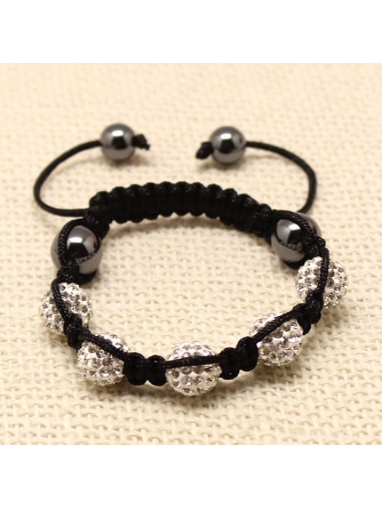 CHILDREN CRYSTAL BALL BRACELET (7 COLOURS, BLACK THREADED)
