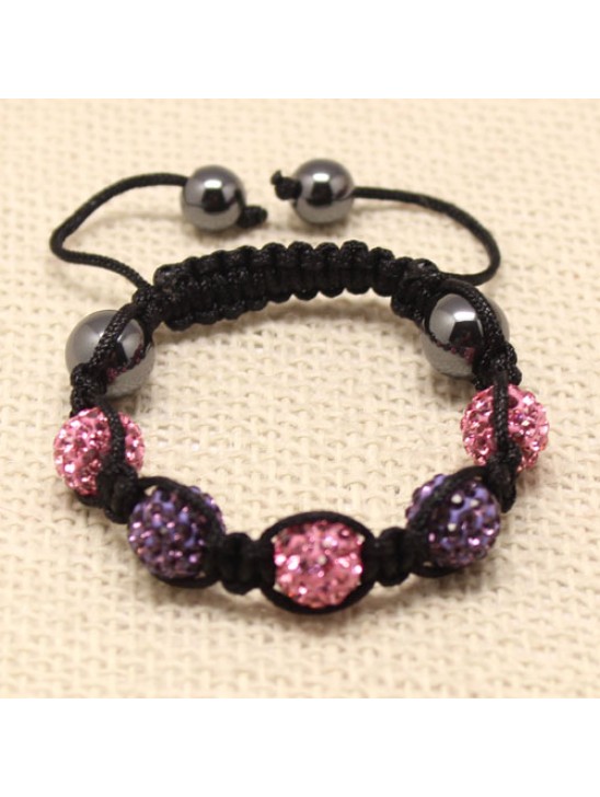 CHILDREN CRYSTAL BALL BRACELET (7 COLOURS, BLACK THREADED)