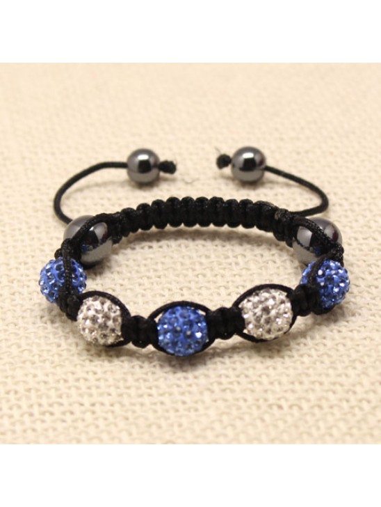 CHILDREN CRYSTAL BALL BRACELET (7 COLOURS, BLACK THREADED)