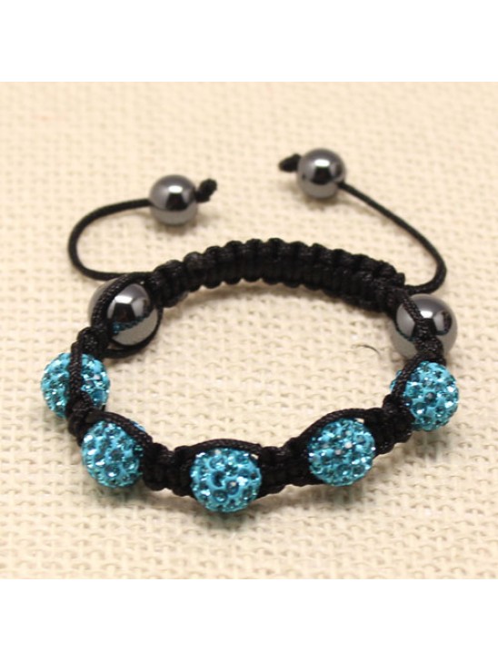 CHILDREN CRYSTAL BALL BRACELET (7 COLOURS, BLACK THREADED)