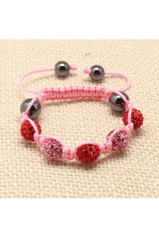 CHILDREN CRYSTAL BALL BRACELET (6 COLOURS, WHITE/PINK/ THREADED)