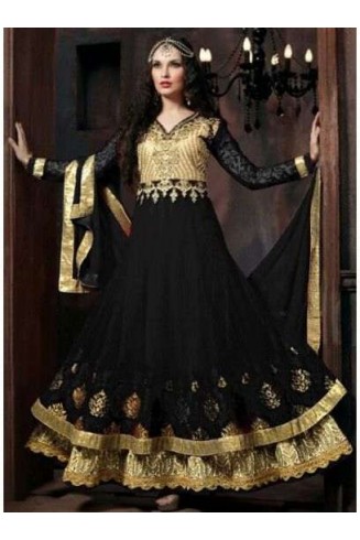 4301-B BLACK "CELEBRITY ISSUE” FLOOR LENGTH EMBROIDERED ANARKALI SUIT