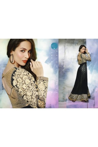 BLACK GLOSSY MALAIKA ARORA ANARKALI DRESS
