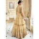 GOLDEN CREAM INDIAN & PAKISTANI DESIGNER PARTY AND WEDDING WEAR FANCY ANARKALI GOWN