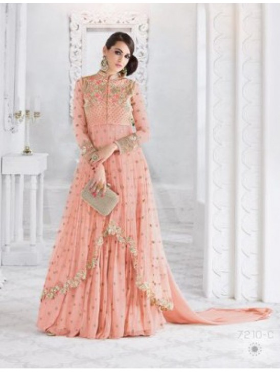 7210-C LIGHT PEACH GLOSSY SAPPHIRE WEDDING WEAR DESIGNER DRESS 7210-C LIGHT PEACH GLOSSY SAPPHIRE WEDDING WEAR DESIGNER DRESS