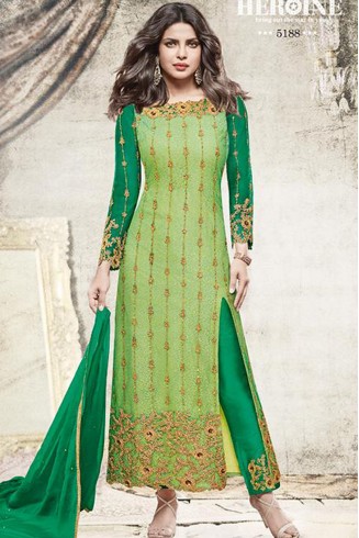 5188 NILE GREEN HEROINE STARDIVA PRIYANKA CHOPRA HIT SEMI STITCHED SALWAR KAMEEZ
