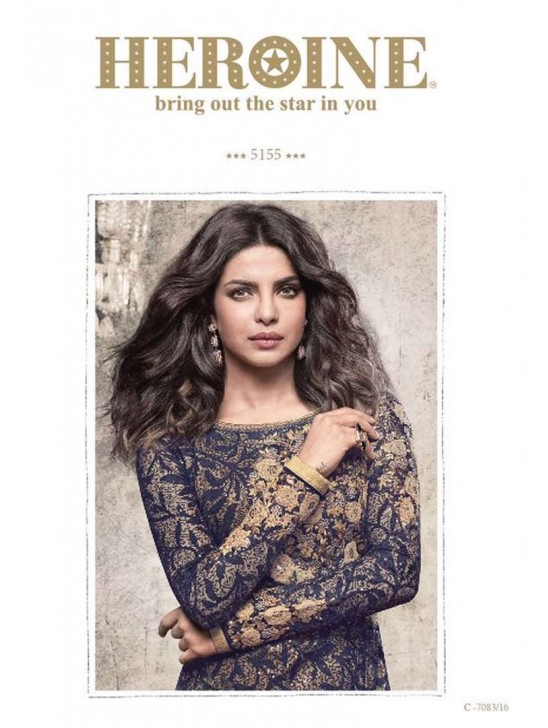5155 SAILOR BLUE HEROINE STARDIVA PRIYANKA CHOPRA GEORGETTE STRAIGHT SUIT