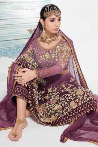 PURPLE INDIAN WEDDING PALAZZO STYLE SUIT
