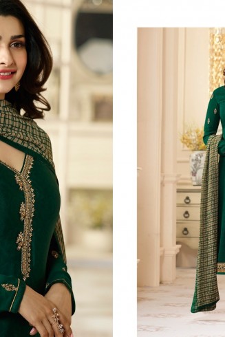 Green Crepe Salwar Suit Pakistani Designer Dress