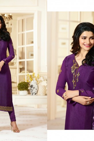 Purple Pakistani Salwar Kameez Punjabi Crepe Suit