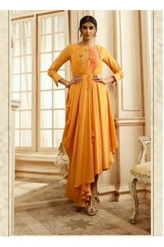 Yellow Indian Designer Kaftan Fancy Party Wear Gown