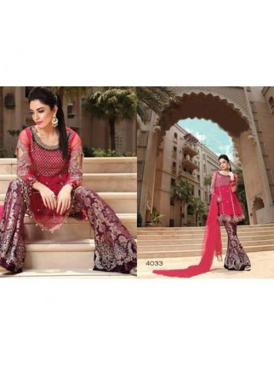 ZMB-4033 RED MARIA B STYLE PAKISTANI SALWAR KAMEEZ SUIT