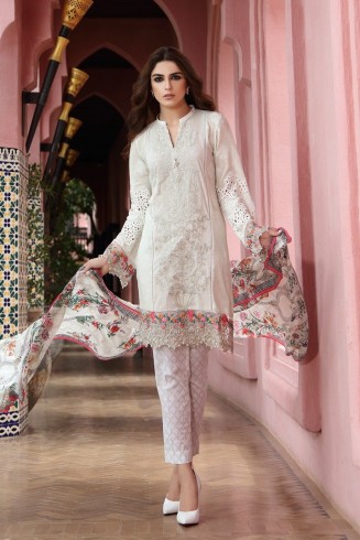 WHITE MARIA B READY MADE LAWN SALWAR KAMEEZ