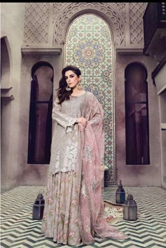 BEIGE MARIA B LUXURY LAWN READY MADE SUIT