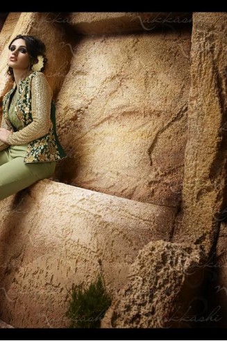Green & Gold Dust Wedding Wear Salwar Suit