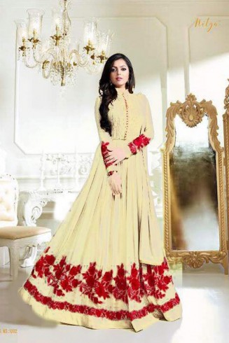 CREAM RED NITYA GEORGETTE ANARKALI SUIT