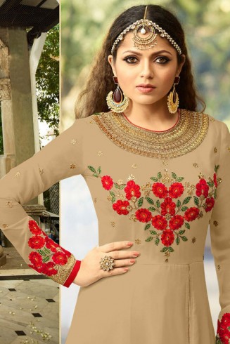 2301-A BEIGE NITYA SLIT STYLE LONG ANARKALI DRESS