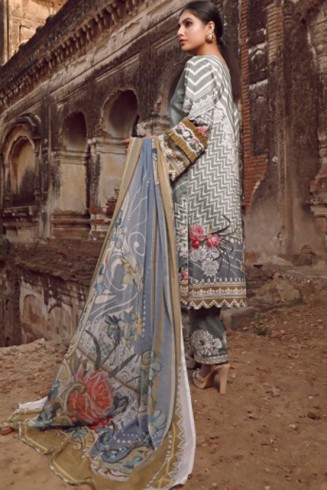 Grey Embroidered Lawn Suit Summer Cotton Pakistani Dress