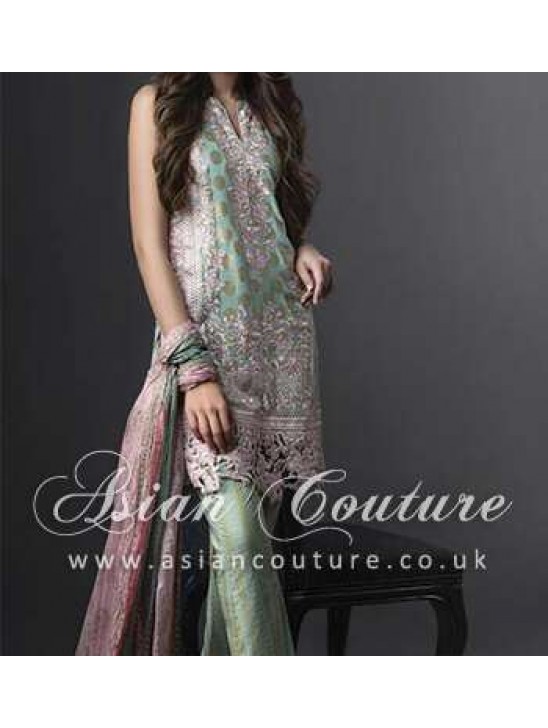 GREEN PINK SEMI STITCHED PAKISTANI LAWN SUIT GREEN PINK SEMI STITCHED PAKISTANI LAWN SUIT