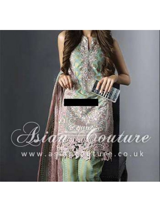 GREEN PINK SEMI STITCHED PAKISTANI LAWN SUIT GREEN PINK SEMI STITCHED PAKISTANI LAWN SUIT