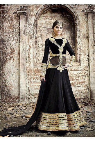 BLACK HOT LADY DRESS WEDDING ANARKALI SUIT