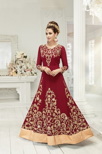 Maroon Long Dress Evening Gown