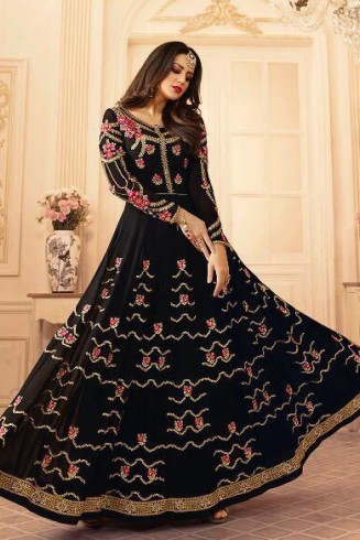 SA-107 BLACK SAJJAN ALAAMIN PUNJABI STYLE ANARKALI OUTFIT