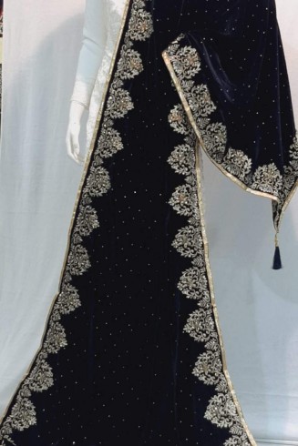 Navy Fancy Velvet Shawl
