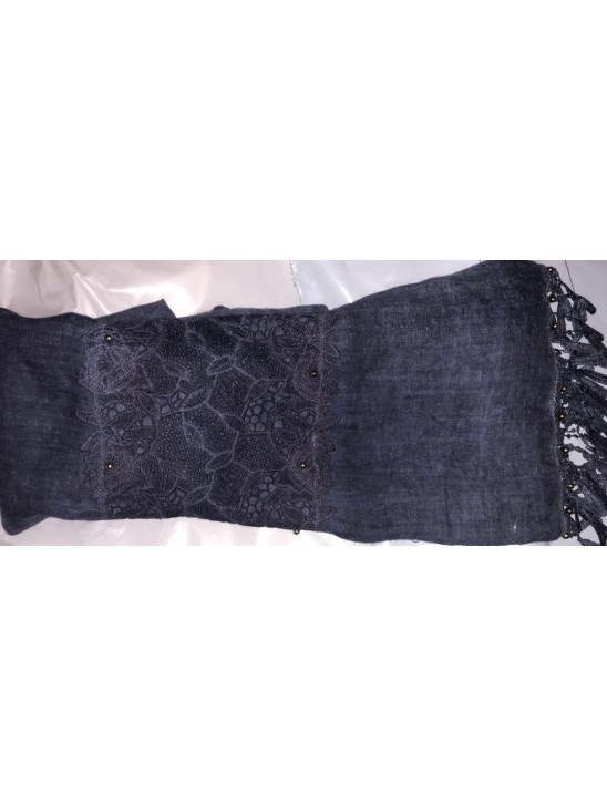 STUNNING DESIGNER SCARFS LACE AND GOLD PEARL WITH LACE TASSELS
