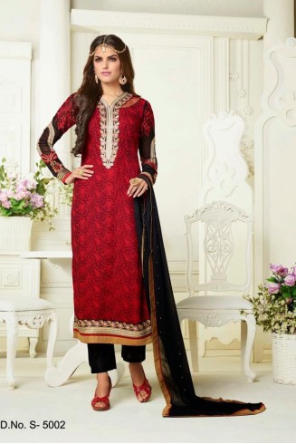 5002 RED AND BLACK SHAZIYA PARTY WEAR SALWAR KAMEEZ SUIT