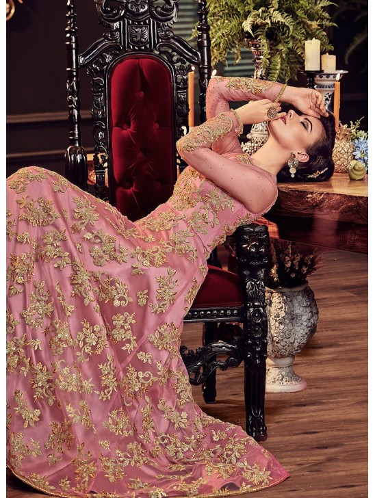 HOT PINK HEAVY EMBROIDERED INDIAN WEDDING & EVENING GOWN (2 week delivery) HOT PINK HEAVY EMBROIDERED INDIAN WEDDING & EVENING GOWN (2 week delivery)