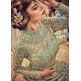 SAGE GREEN HEAVY EMBROIDERED INDIAN WEDDING & EVENING GOWN SAGE GREEN HEAVY EMBROIDERED INDIAN WEDDING & EVENING GOWN