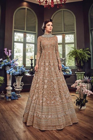 LUXURY HEAVY EMBROIDERED INDIAN WEDDING BRIDAL GOWN