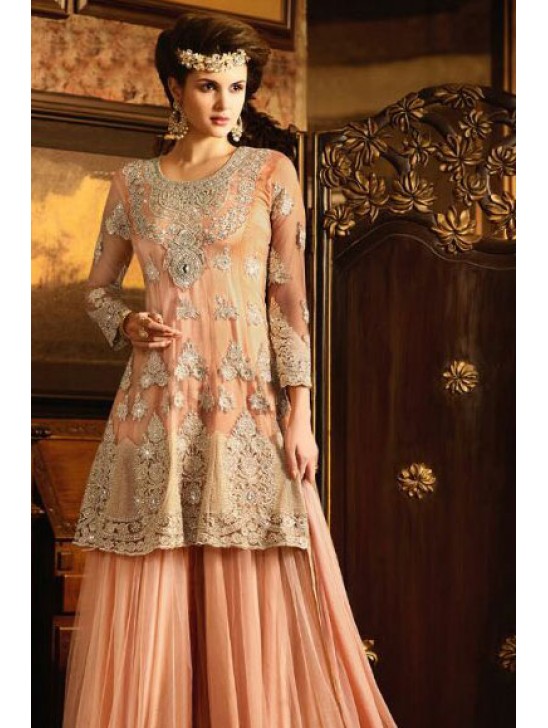 S-63 PEACH SYBELLA ANGELLIQUE WEDDING WEAR DRESS S-63 PEACH SYBELLA ANGELLIQUE WEDDING WEAR DRESS