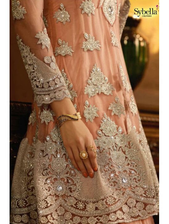 S-63 PEACH SYBELLA ANGELLIQUE WEDDING WEAR DRESS S-63 PEACH SYBELLA ANGELLIQUE WEDDING WEAR DRESS