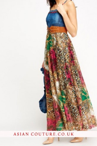 Contrast Floral Maxi Bolero Dress