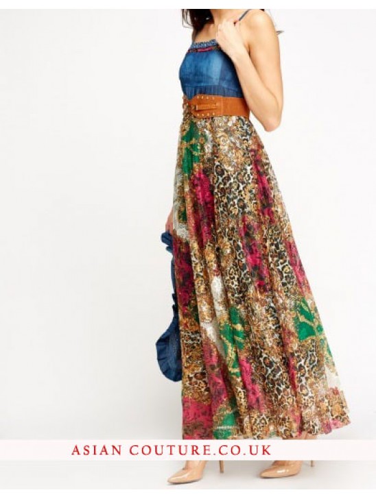 Contrast Floral Maxi Bolero Dress Contrast Floral Maxi Bolero Dress