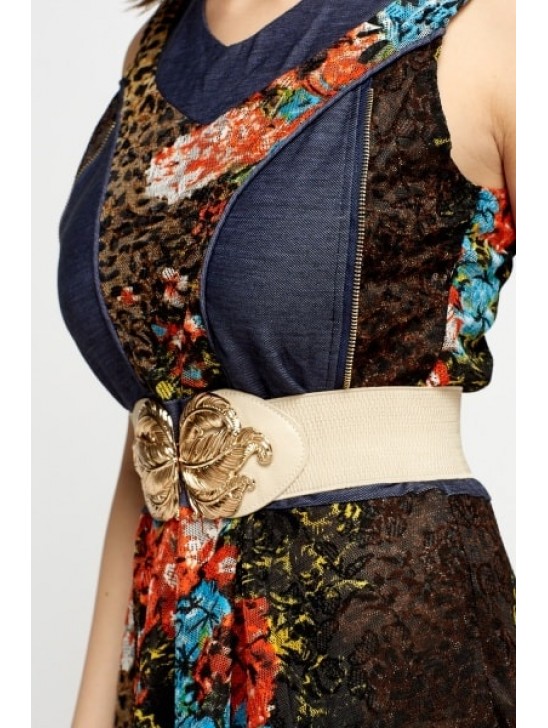 Marvelous Mesh Overlay Belted Maxi Dress Marvelous Mesh Overlay Belted Maxi Dress