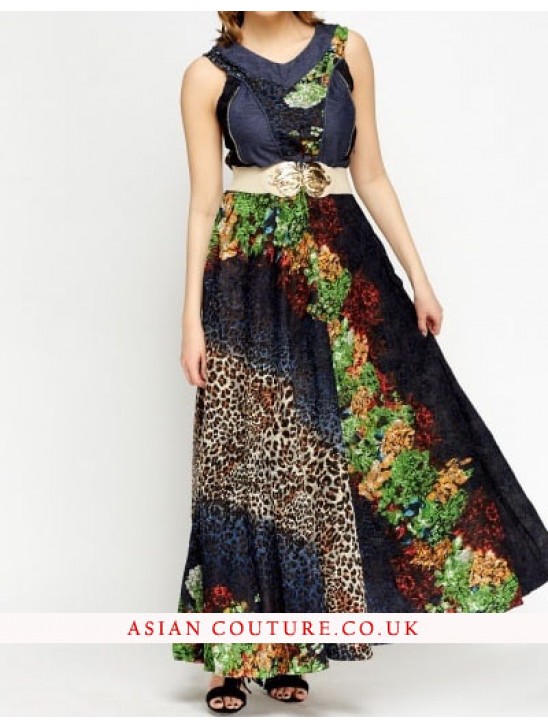 Marvelous Mesh Overlay Belted Maxi Dress Marvelous Mesh Overlay Belted Maxi Dress