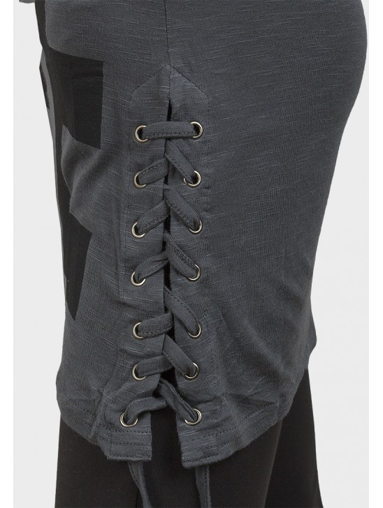 Gunmetal Grey Designer Ladies Slogan Long Top Gunmetal Grey Designer Ladies Slogan Long Top