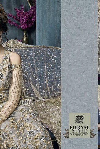 Silver Heavy Embroidered Indian Designer Anarkali Dress 