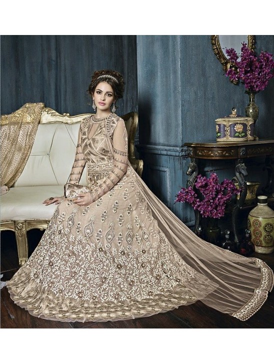 Beige Zoya Dress Heavy Embroidered Indian Bridal Outfit Beige Zoya Dress Heavy Embroidered Indian Bridal Outfit