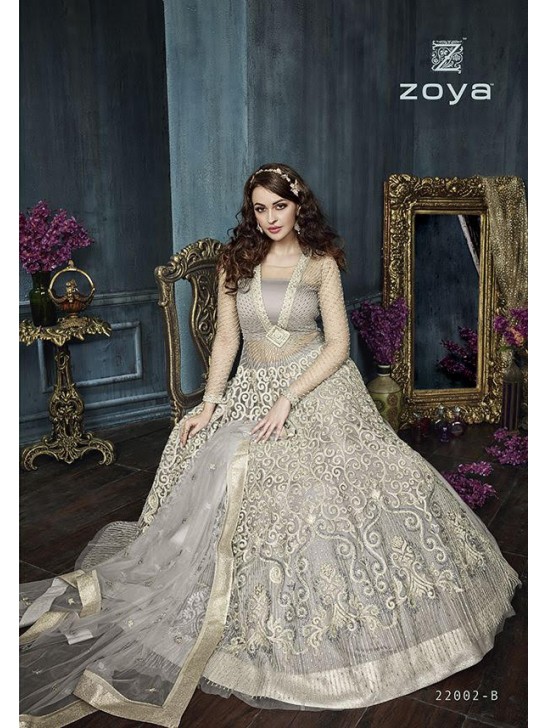 Silver Indian Evening Wear Heavy Bridal Gown