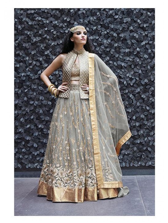 Grey Indian Couture Bridal Lehenga Best Designer Wedding Dress Grey Indian Couture Bridal Lehenga Best Designer Wedding Dress