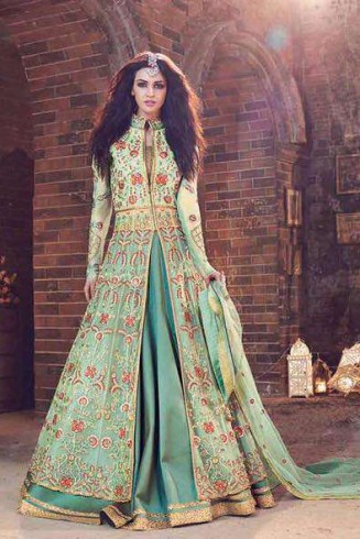 18006 SEA GREEN ZOYA EMERAID WEDDING WEAR LEHENGA