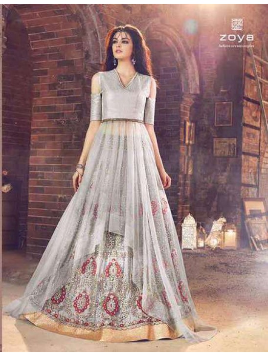 Elegant Silver Evening Dress Indian Cocktail Party Gown Elegant Silver Evening Dress Indian Cocktail Party Gown