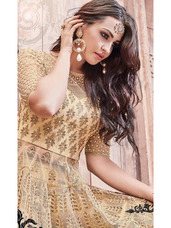 Gold Heavy Embroidered Lehenga Indian Wedding Outfit